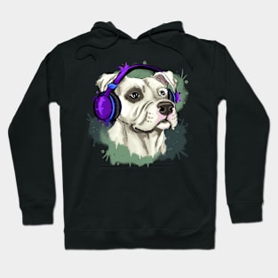 Cute, Dogo Argentino with headphones Hoodie